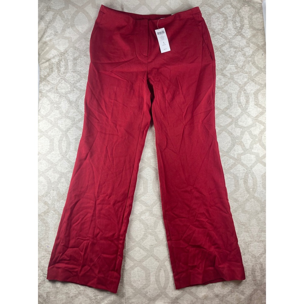 Chico's Metro Trouser Women 1 Medium Red NWT Wide Leg Stretch Career Pants